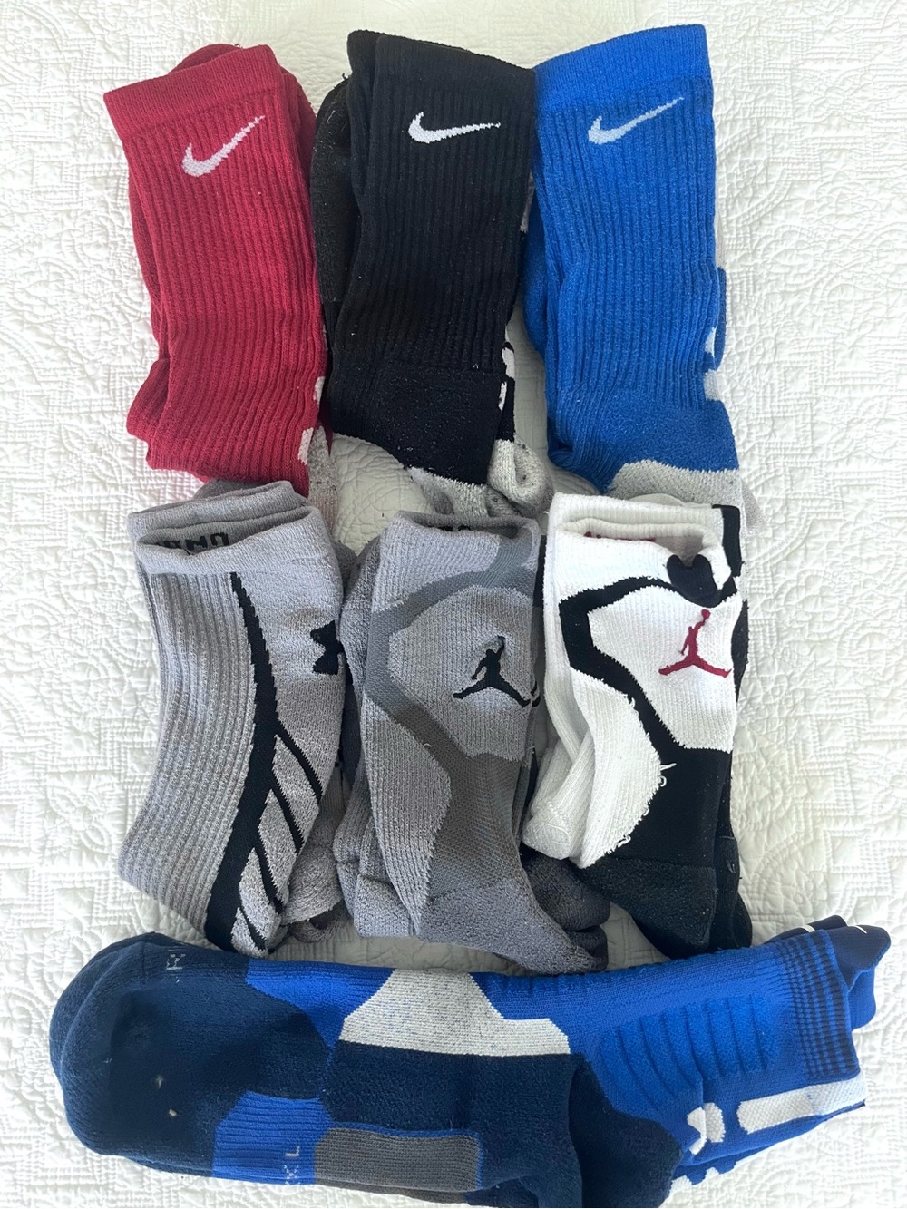 Nike Elite, Jordan, Under Armour - 7 Performance Basketball Crew Socks Men's XL